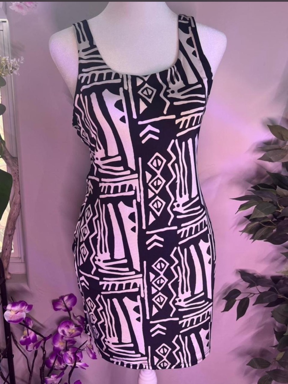 Silence + Noise black and white mini dress